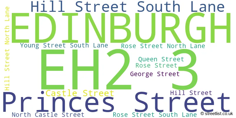 A word cloud for the EH2 3 postcode